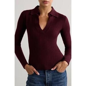 NEW CITIZENS OF HUMANITY simone polo sweater in burgundy